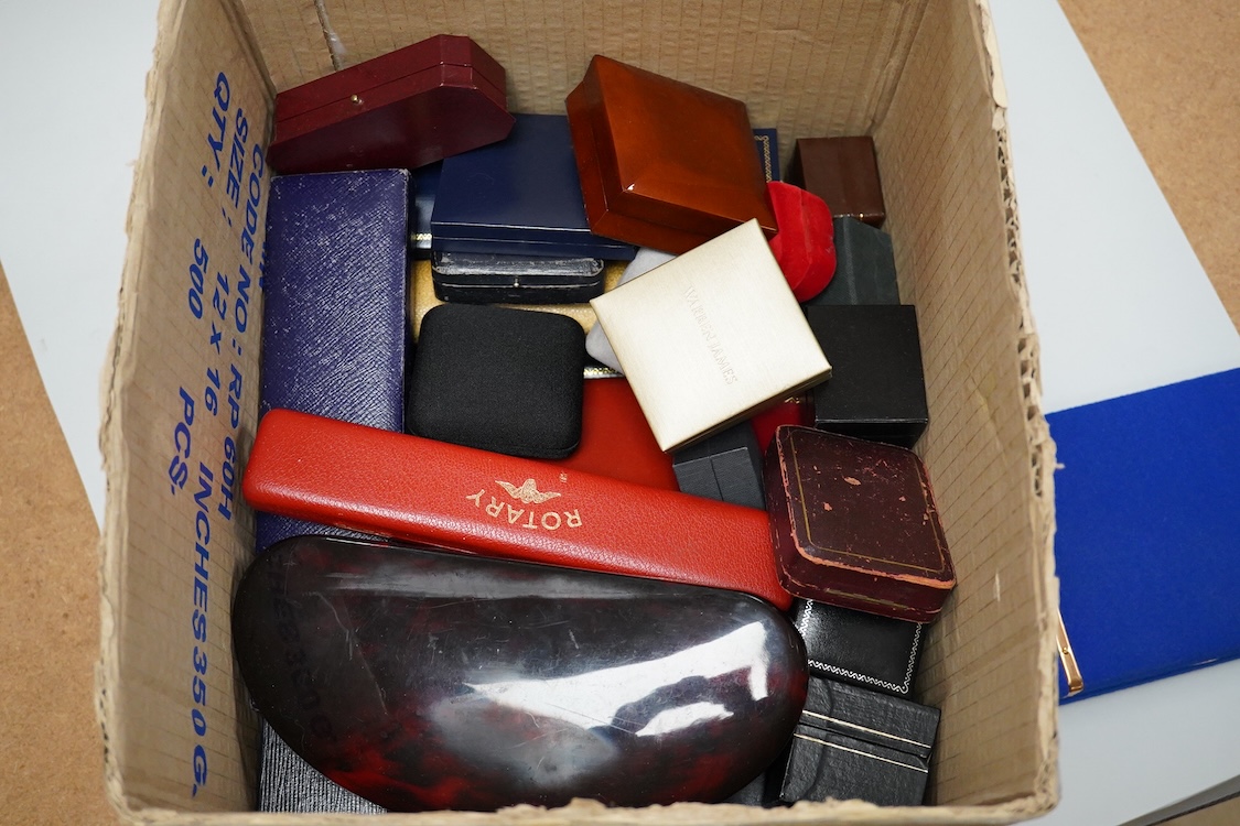 A quantity of assorted jewellery and wrist watch boxes.